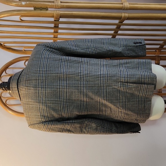 Talbots lambswool blazer green grey herringbone size 12P  blazer made in USA - Picture 8 of 13